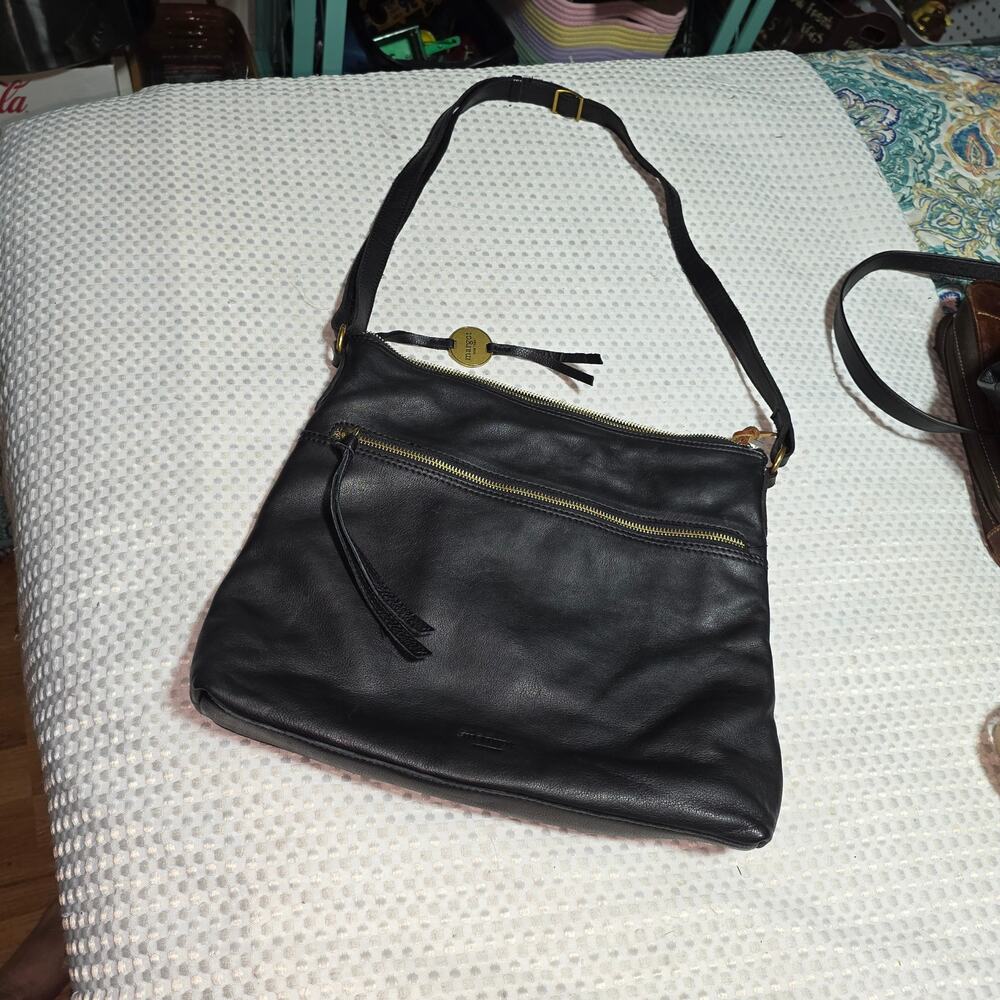 MARGOT BLACK LEATHER CROSSBODY SHOULDER BAG
